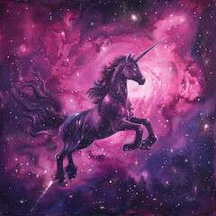 Obraz na płótnie Canvas Majestic Purple Space Unicorn Background