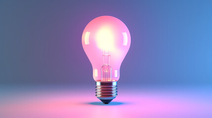 Minimalism concept, light bulb, neon gradient colors