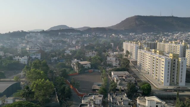 satara city morning drone view in maharashtra