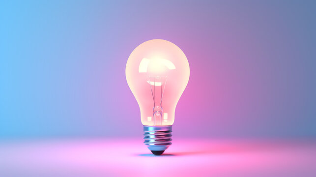 Minimalism concept, light bulb, neon gradient colors
