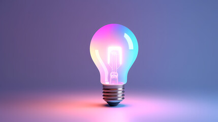 Minimalism concept, light bulb, neon gradient colors