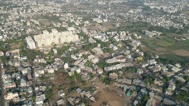 satara city morning drone view in maharashtra