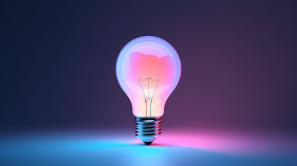 Minimalism concept, light bulb, neon gradient colors