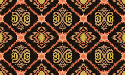 Hand draw Ikat ethnic zigzag seamless pattern on background.great for textiles, banners, wallpapers, wrapping vector.