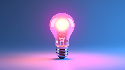Minimalism concept, light bulb, neon gradient colors