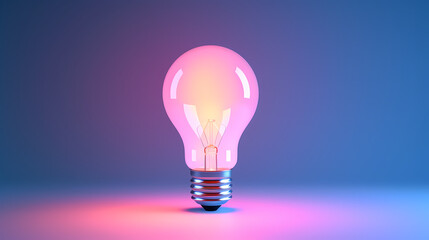 Minimalism concept, light bulb, neon gradient colors