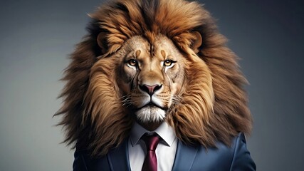 A businessman with the face of a lion