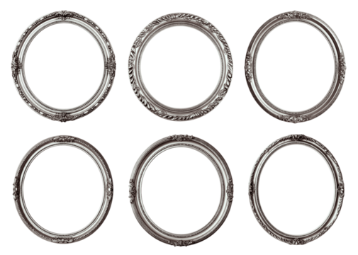 Set of oval silver frames, cut out