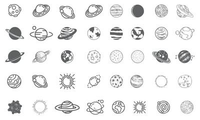 Planet and asteroid icon bundle