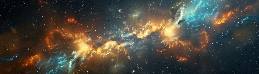 Fototapeta premium Beautifully random galaxies intertwined with a vibrant nebula, photorealistic space scene ,3DCG,high resulution