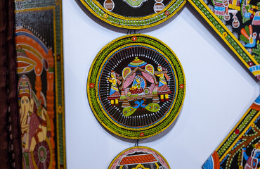 Handmade painting of religious character on wooden canvas.