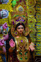 Subho mahalaya, An idol of Goddess Durga decorated in Pandal. Durga Puja is biggest religious...