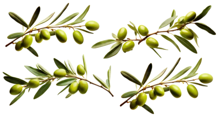 Foto auf Glas Set of olive branches with ripe and delicious olives, cut out © Yeti Studio