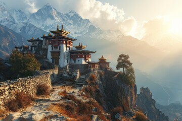 Buddhist monastery in Tibet - obrazy, fototapety, plakaty