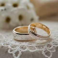 Obraz na płótnie Canvas Eternal Symbol: Wedding Ring Gleaming Against Subtle Background