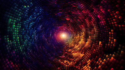 Abstract mosaic circle concentric colorful glitter background