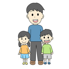 お父さんと子どもたちのイラスト