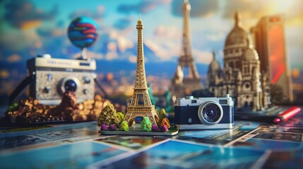 Travel Photos with Different Landmarks on Table. Tourism, Destination, Trip, Print, Photo, Adventure, Memory, Journey, Photograph, Landmark, Picture, Image, Earth, Photography
 - obrazy, fototapety, plakaty