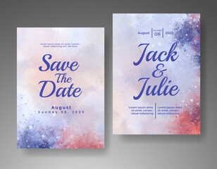 Wedding invitation with abstract watercolor background