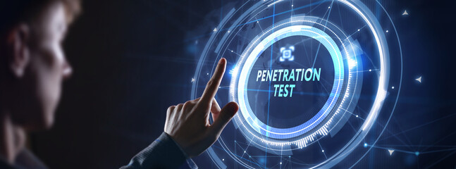 PENETRATION TEST inscription, cyber security concept.
