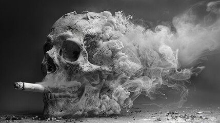 The fatal fumes, a cigarette butt's smoke taking a ghastly shape