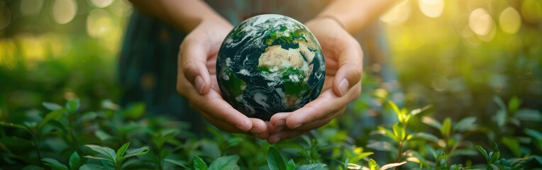 Saving Our Planet: Woman's Hands Embrace Green World for World Environment Day - Courtesy of NASA