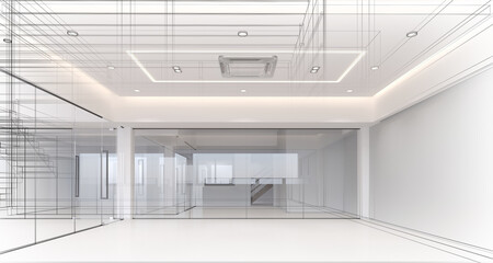 modern empty room  interior design, 3d rendering