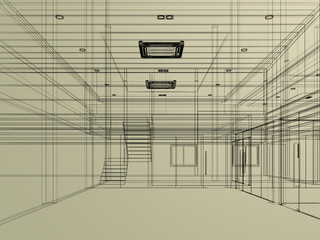 modern empty room  interior design, 3d rendering