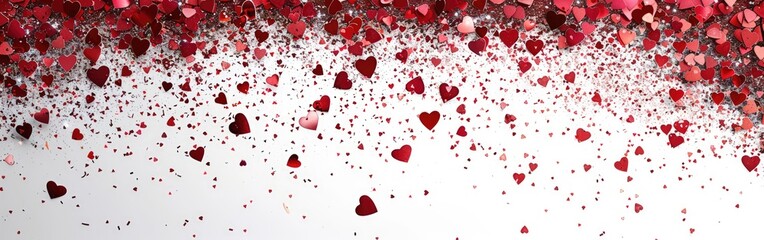 Red Hearts Confetti Background for Valentine or Celebrations - Isolated on Transparent or White - PNG