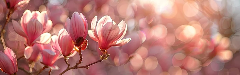 Gordijnen Springtime Magnolia Blossom in Full Bloom © hisilly