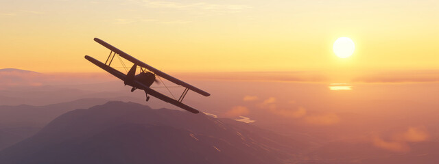 small glider in the sky at sunset. - 772768548