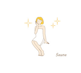 サウナで身も心もリフレッシュしてキラキラと輝いているサウナ好きの可愛い女性 ととのう サウナ女子 シンプル イラスト ベクター
A cute sauna-loving woman who refreshes her body and mind in the sauna and shines brightly. sauna girl. Simple illustration Vector.