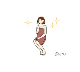 サウナで身も心もリフレッシュしてキラキラと輝いているサウナ好きの可愛い女性 ととのう サウナ女子 シンプル イラスト ベクター
A cute sauna-loving woman who refreshes her body and mind in the sauna and shines brightly. sauna girl. Simple illustration Vector.