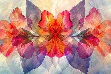 Botanical sketches, a kaleidoscope of abstract floral strokes