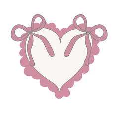 heart with ribbon in pink fit for stamp framed aesthetic