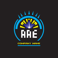 AAE letter logo vector design on black color background AAE letter logo icon design
