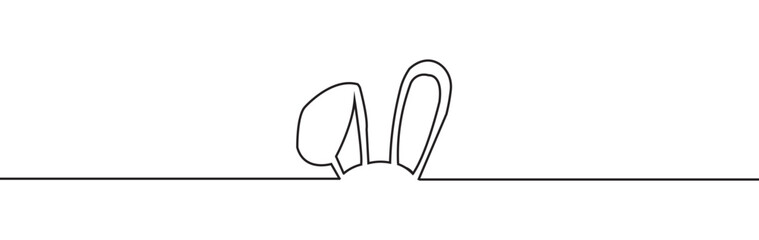 Continuous line drawing of Easter rabbit ears, vector minimalistic hand drawn illustration. Easter Card Line Art Style