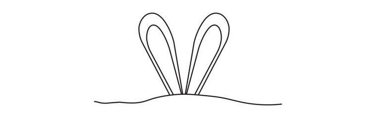 Easter Bunny Ears line art banner in scribble style hand drawn with continuous thin line, divider shape. Isolated on white background. Vector illustration