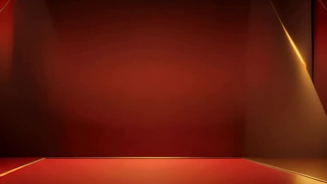 gradient red and gold abstract blank geometric background with light and shadow movements. looped seamless background. ai.