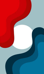 red and blue abstract background with a white circle
