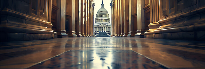 US Capitol  Banner copy space isolated background United States Capital dome Washington DC Capitol Building, Generative Ai