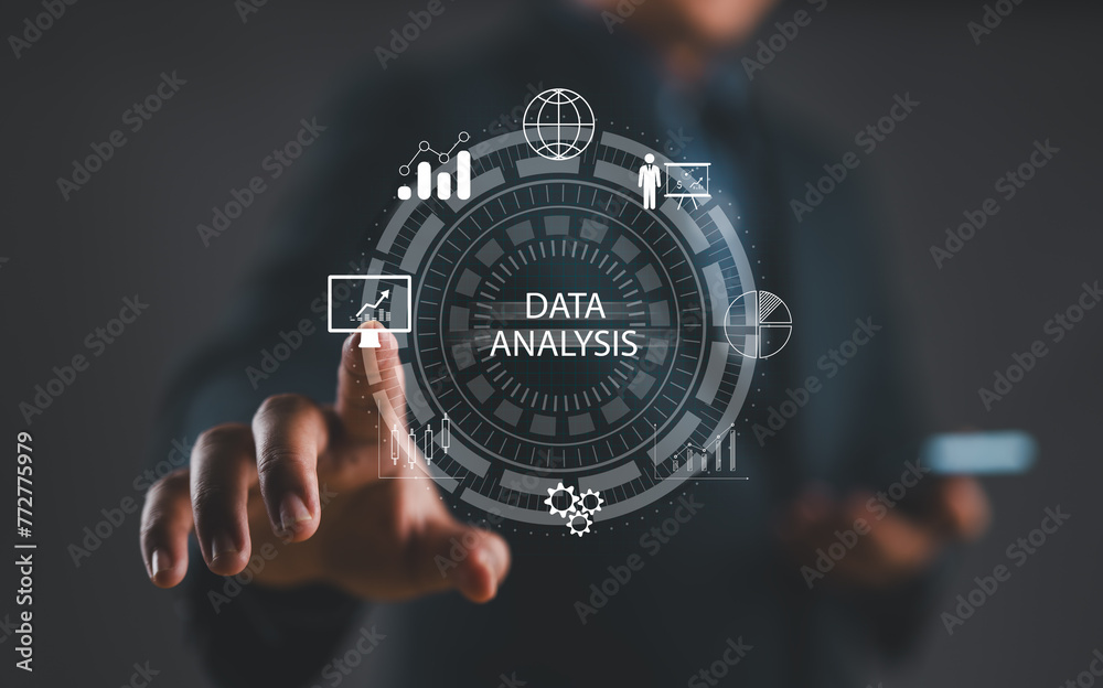 Poster Data analysis business intelligence analytics internet technology concept..