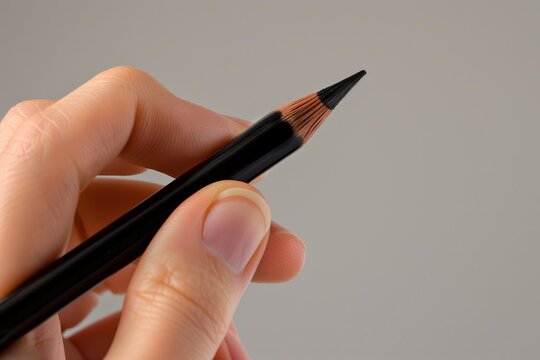 hand holding an eyebrow pencil, drawing fine lines