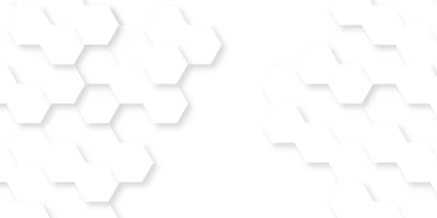 Fotobehang Background with hexagons . Abstract background with lines . white texture background . white and hexagon abstract background. white paper texture and futuristic business . © armans