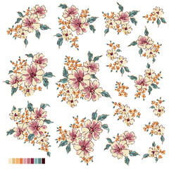 Floral material collection ideal for textile design,