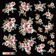 Floral material collection ideal for textile design,