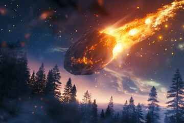 Meteorite Crash Pine Trees Mountain
