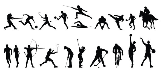 Athlete. Silhouette of an athlete or a person playing a sport on a white background. Vector illustration.