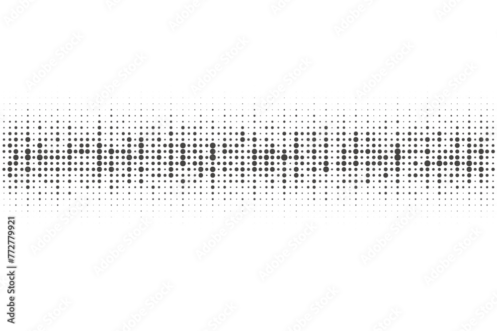 Poster dotted vector pattern. halftone digital border. circle and point grid. audio music frequency graphic