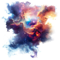 Fototapeta premium colorful nebula, with swirling clouds of gas and dust forming new stars against a plain white backdrop